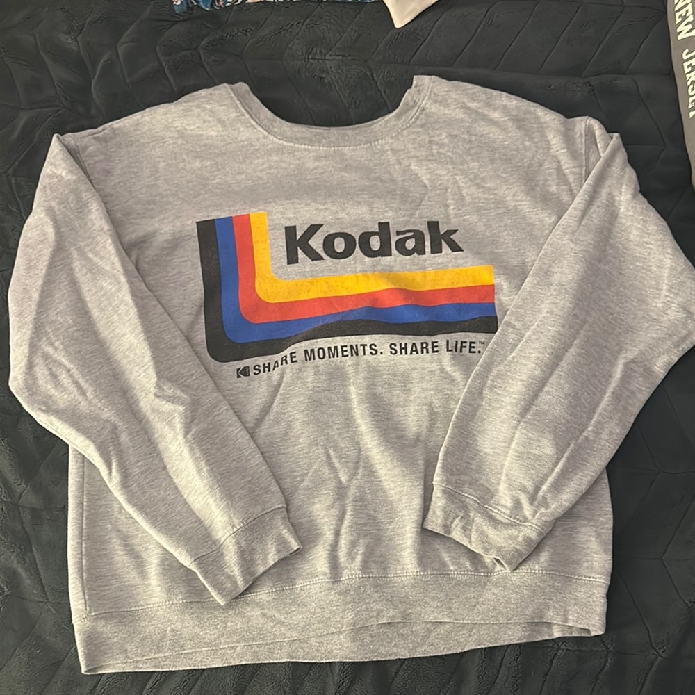 Kodak Gray Sweatshirt with Colorful Stripes